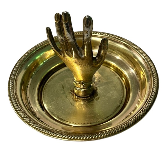 Vintage Victorian Ladies Hand Ring Holder Trinket Brass Dish - Picture 3 of 8